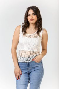 Μπλούζα πλεκτό τρυπητό αμάνικη