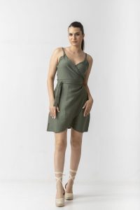 Φόρεμα λινό δετό mini - Image 7