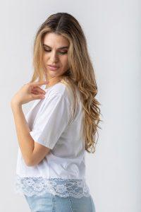 Μπλούζα μακό cropped δαντέλα - Image 5